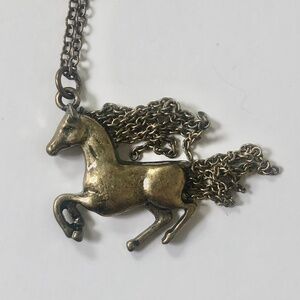 Horse Necklace with Mane & Tail Chain Fringe (Choose Color)